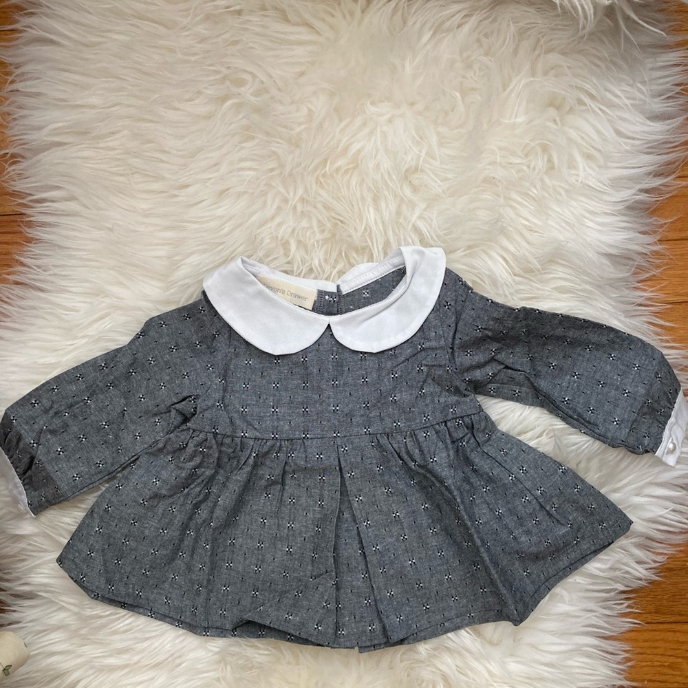 Baby/ Toddler Grey Peter Pan Collar Dress